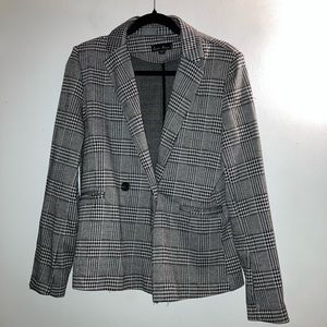 L | Black & White Plaid Blazer